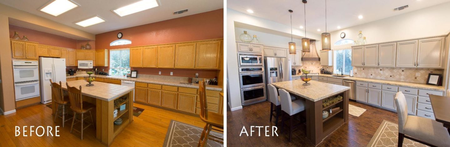 Kitchen Renovation Kitchencrate Cobbler Court Modesto Ca This Kitchencrate Features Emser Ancient Tumbled Beige Travertine Tiles A New Copper Range Hood Lighting Arizona Tile Mocca Juparana Granite