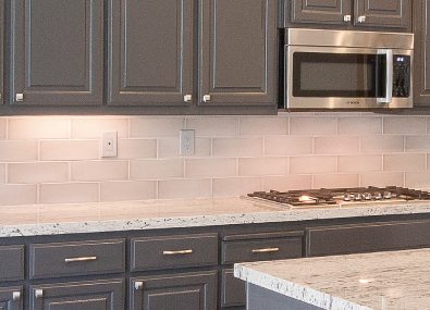 Under-cabinet modern lighting.
